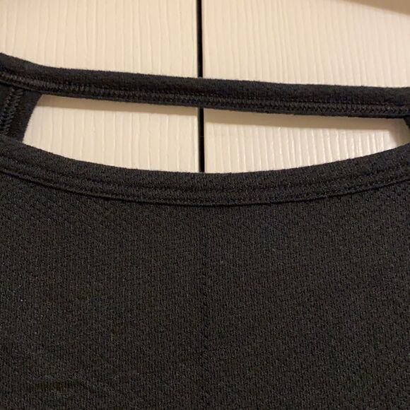 Nancy Rose Performance Black Mesh Open Back Top - Picture 2 of 7
